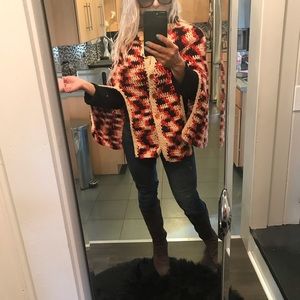 Vintage 60's crocheted knitted cape shawl, one size fits most, hand made